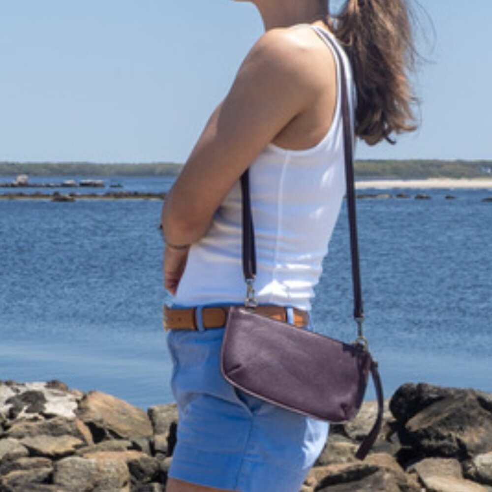 Joy Susan, Purple Plumb Turnlock Clutch Convertible Crossbody Bag